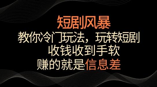 短剧风暴，教你冷门玩法，玩转短剧，收钱收到手软【揭秘】-生财社