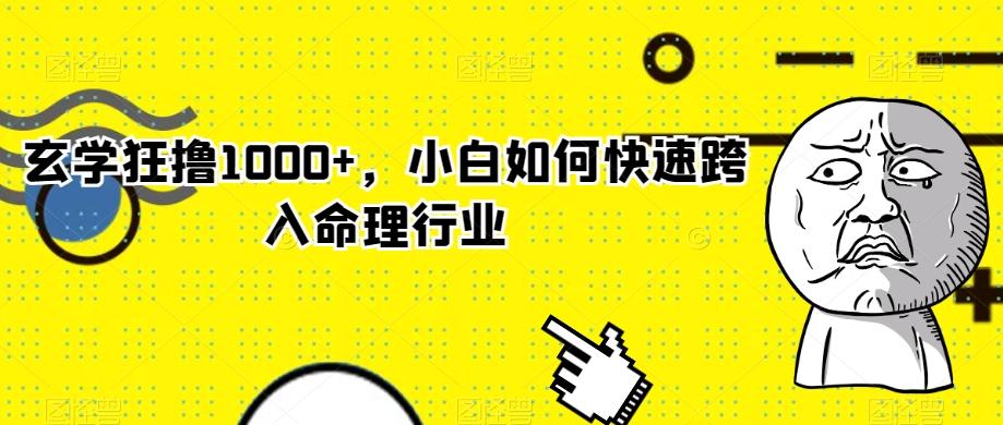 玄学狂撸1000+，小白如何快速跨入命理行业-生财社