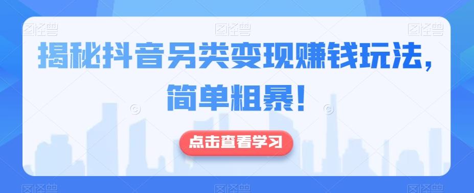 揭秘抖音另类变现赚钱玩法，简单粗暴！-生财社