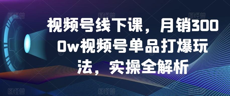 视频号线下课，月销3000w视频号单品打爆玩法，实操全解析-生财社