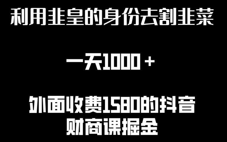 利用非皇的身份去割韭菜，一天1000+(附详细资源)【揭秘】-生财社