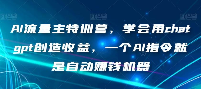 AI流量主特训营，学会用chatgpt创造收益，一个AI指令就是自动赚钱机器-生财社