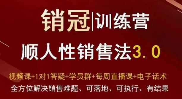 爆款！销冠训练营3.0之顺人性销售法，全方位解决销售难题、可落地、可执行、有结果-生财社