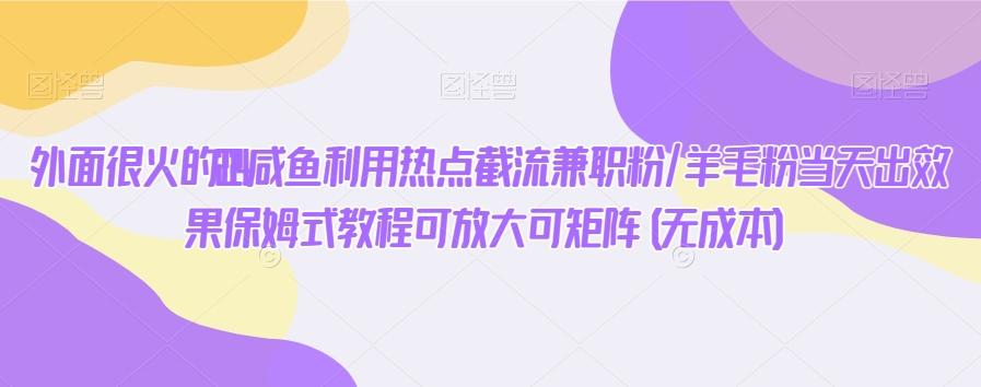 外面很火的2024咸鱼利用热点截流兼职粉/羊毛粉当天出效果保姆式教程可放大可矩阵(无成本)-生财社