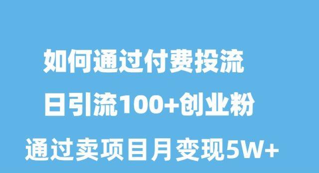 如何通过付费投流日引流100+创业粉月变现5W+-生财社