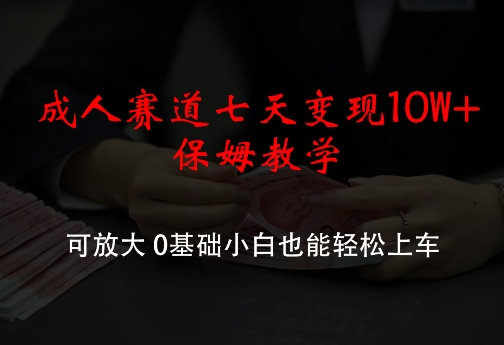 成人赛道七天变现10W+保姆教学，可放大，0基础小白也能轻松上车【揭秘】-生财社