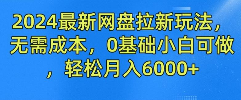 2024最新网盘拉新玩法，无需成本，0基础小白可做，轻松月入6000+【揭秘】-生财社