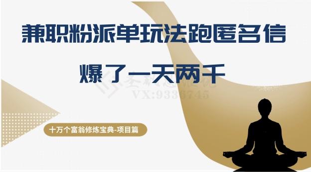十万个富翁修炼宝典之6.兼职粉派单玩法跑匿名信，爆了一天两千-生财社