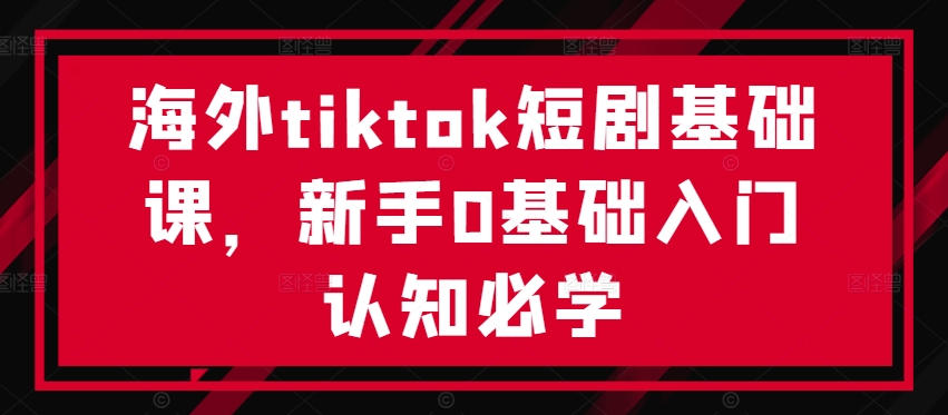 海外tiktok短剧基础课，新手0基础入门认知必学-生财社