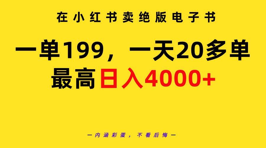 (9401期)在小红书卖绝版电子书，一单199 一天最多搞20多单，最高日入4000+教程+资料-生财社