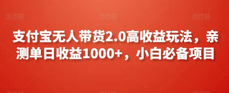 支付宝无人带货2.0高收益玩法，亲测单日收益1000+，小白必备项目【揭秘】-生财社