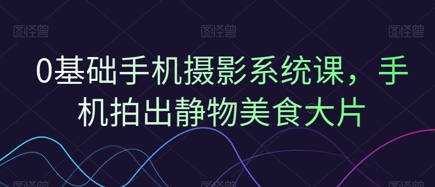 0基础手机摄影系统课，手机拍出静物美食大片-生财社