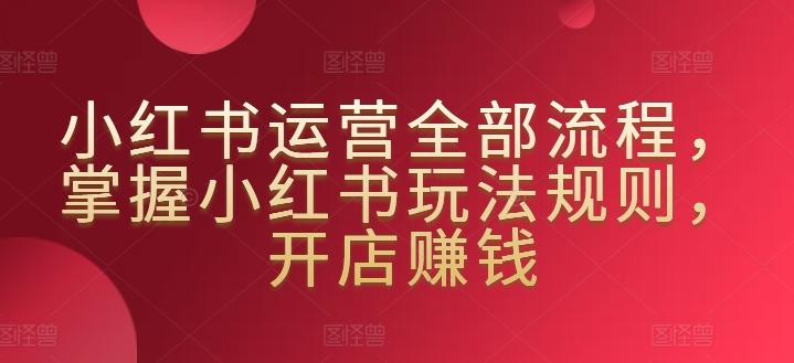 小红书运营全部流程，掌握小红书玩法规则，开店赚钱-生财社