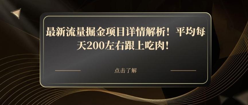 最新流量掘金项目详情解析！平均每天200左右跟上吃肉！-生财社
