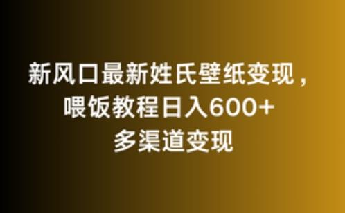 新风口最新姓氏壁纸变现，喂饭教程日入600+【揭秘】-生财社