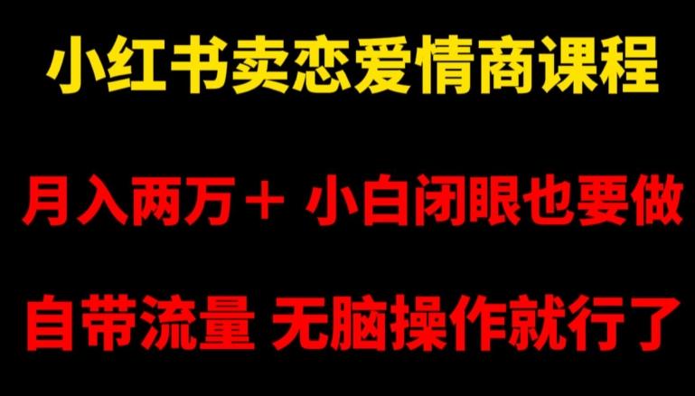 小红书卖恋爱情商课程，月入两万＋，小白闭眼也要做，自带流量，无脑操作就行了【揭秘】-生财社