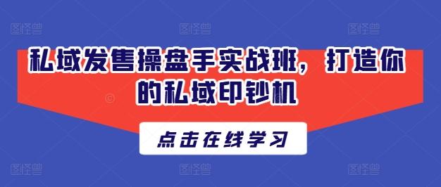 私域发售操盘手实战班，打造你的私域印钞机-生财社