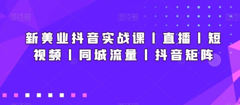 新美业抖音实战课丨直播丨短视频丨同城流量丨抖音矩阵-生财社
