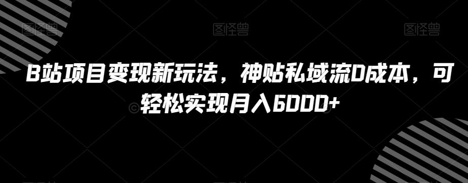 B站项目变现新玩法，神贴私域流0成本，可轻松实现月入6000+【揭秘】-生财社