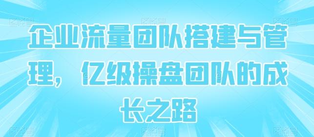 企业流量团队搭建与管理，亿级操盘团队的成长之路-生财社