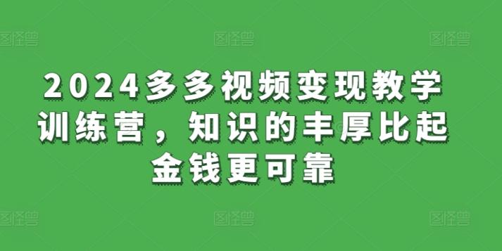 2024多多视频变现教学训练营，知识的丰厚比起金钱更可靠-生财社