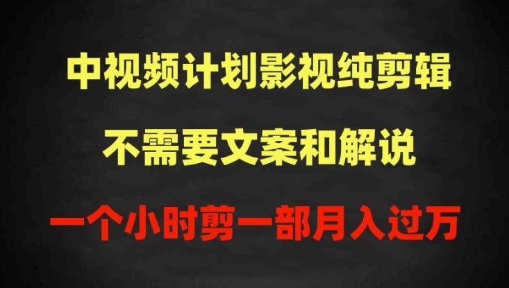 中视频计划影视纯剪辑，不需要文案和解说，一个小时剪一部，100%过原创月入过万【揭秘】-生财社