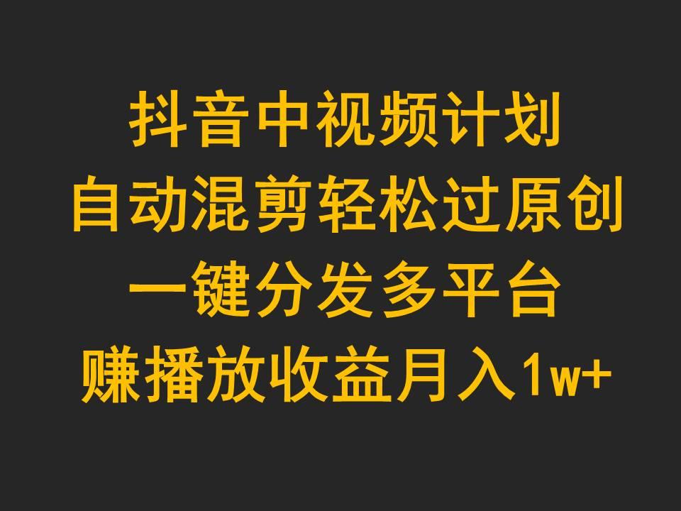 (9825期)抖音中视频计划，自动混剪轻松过原创，一键分发多平台赚播放收益，月入1w+-生财社