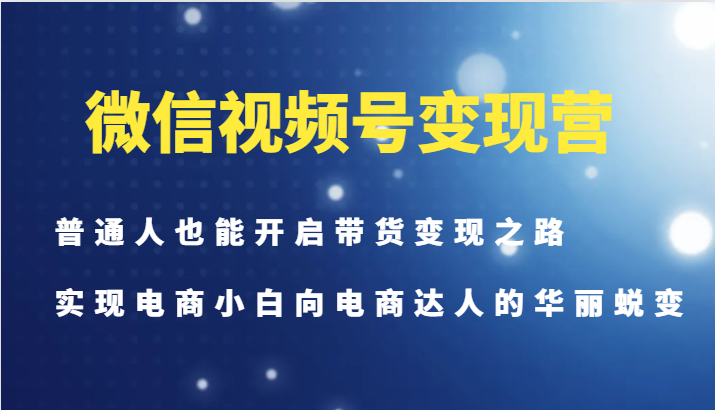 微信视频号变现营-普通人也能开启带货变现之路，实现电商小白向电商达人的华丽蜕变-生财社