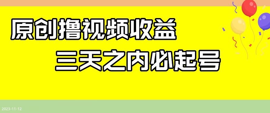最新撸视频收益，三天之内必起号，一天保底100+【揭秘】-生财社
