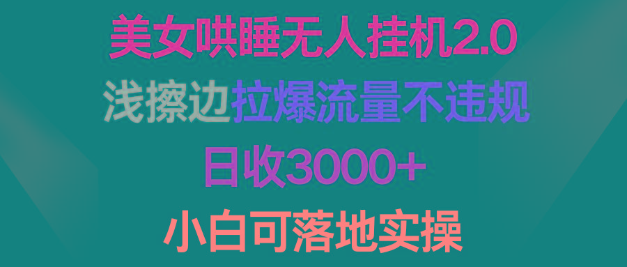 (9905期)美女哄睡无人挂机2.0，浅擦边拉爆流量不违规，日收3000+，小白可落地实操-生财社